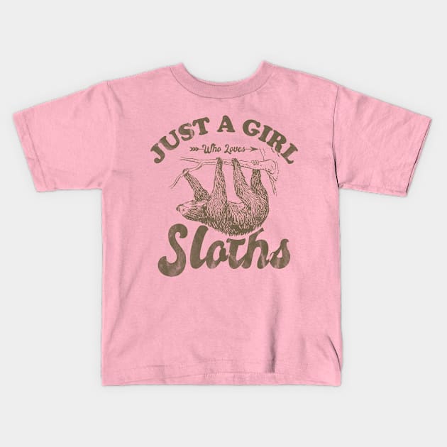 Just A Girl Who Loves Sloths Kids T-Shirt by Eteefe